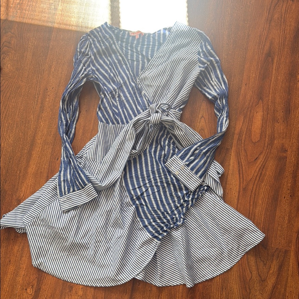 Striped Blue and White Dress fits more like S